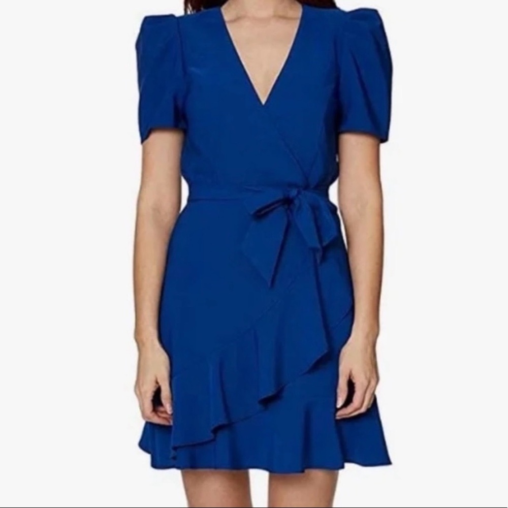 Betsey Johnson Puff Sleeve Faux Wrap Dress